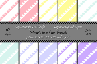 Download Pastel Hearts in a Line Digital Scrapbook Paper Pack - Pack Collection