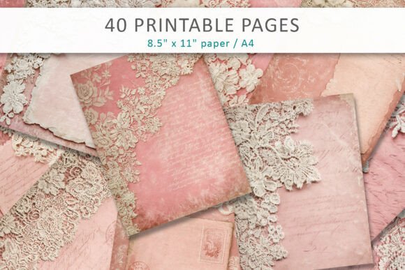 Download Pink Vintage Lace Digital Paper Pack - Pack Collection