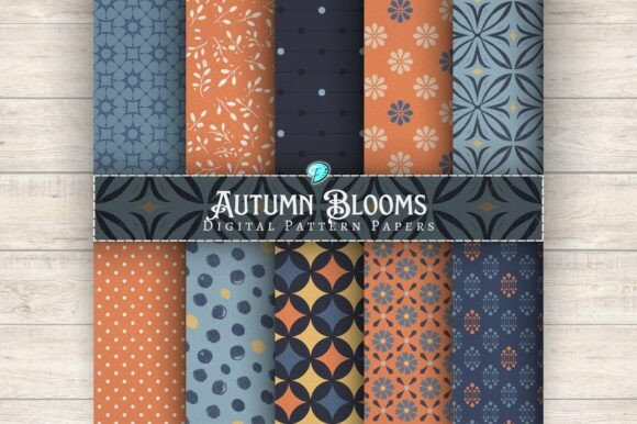 Download Autumn Blooms Digital Pattern Papers - Pattern Collection