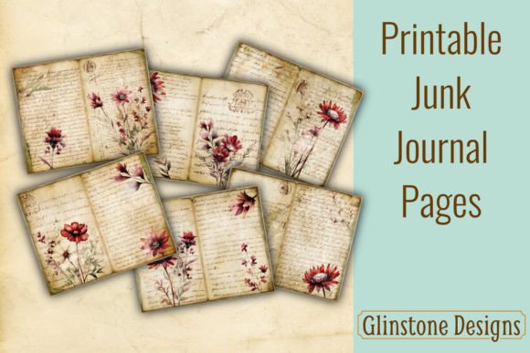 Download Burgundy Wildflowers Junk Journal Pages - Burgundy Collection