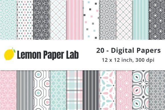 Download Pink, Mint and Grey Geometric Patterns - Pattern Collection