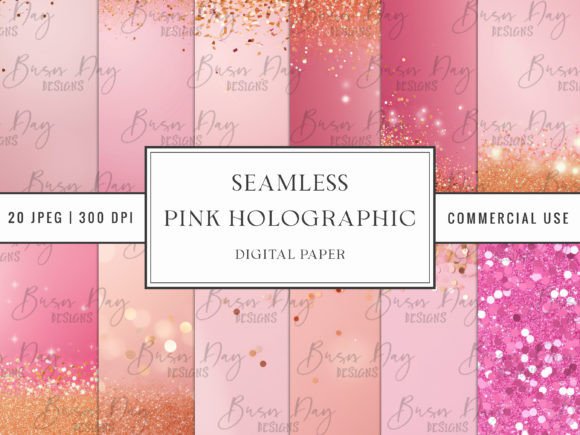 Download Pink Holographic Digital Paper Pack - Pack Collection