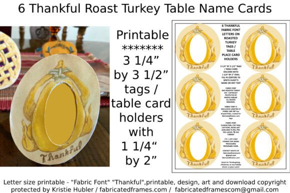 Download 6 Thankful Roast Turkey Table Name Cards - Name card Collection