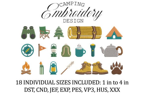 Download Set of 20 Camping Icons Embroidery Pack - Pack Collection