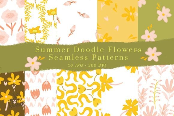 Download Summer Doodle Flower Seamless Patterns - Pattern Collection