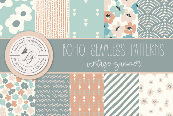 Download Seamless Boho Patterns - Vintage Summer - Pattern Collection