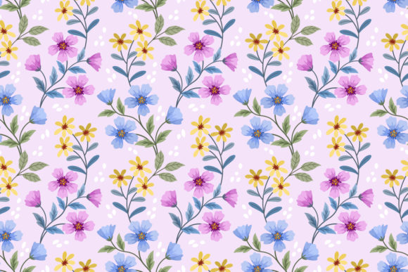 Download Pink Yellow and Blue Flower Pattern. - Pattern Collection