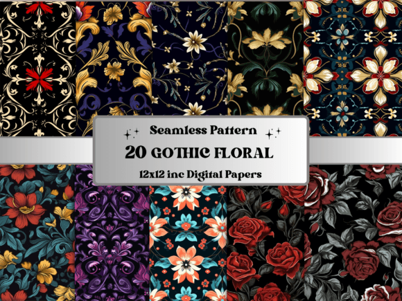 Download Seamless Gothic Flower Pattern Paper - Pattern Collection