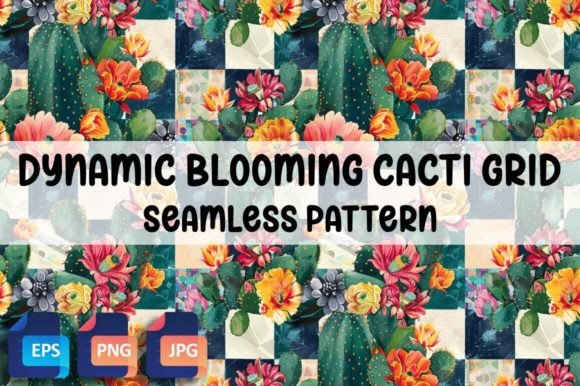 Download Dynamic Blooming Cacti Grid Pattern - Pattern Collection