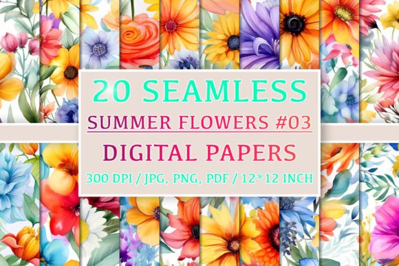 Download 20 Seamless Summer Flower Patterns #3 - Pattern Collection