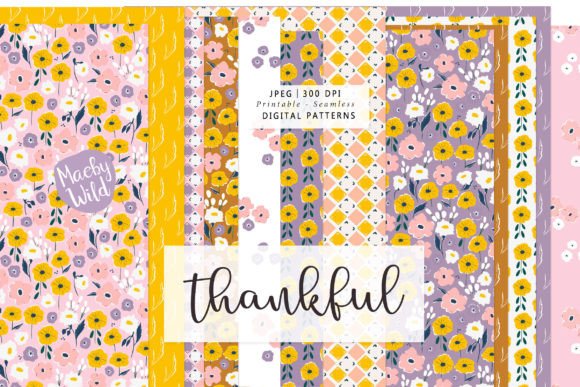 Download Thankful Retro Flower Patterns - Pattern Collection