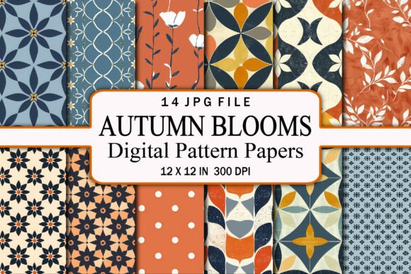 Download Autumn Blooms Digital Pattern Papers - Pattern Collection
