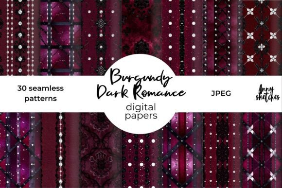 Download Burgundy Dark Romance Seamless Pattern - Pattern Collection