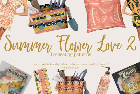 Download Summer Flower Love 2 Repeating Patterns - Pattern Collection