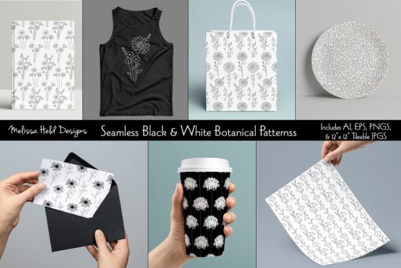 Download Black &amp; White Botanical Patterns - Pattern Collection