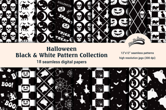 Download Black White Halloween Digital Paper Pack - Pack Collection