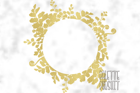 Download Gold Foil Fern Wreath Frame (circle) - Fern Collection