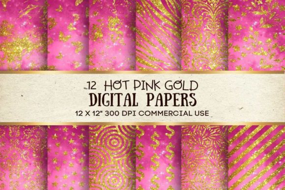 Download Hot Pink Gold Digital Paper Texture Pack - Pack Collection