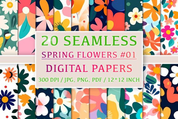 Download 20 Seamless Spring Flower Patterns #1 - Pattern Collection