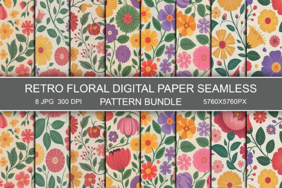 Download Retro Floral Seamless Pattern Bundle - Pattern Collection