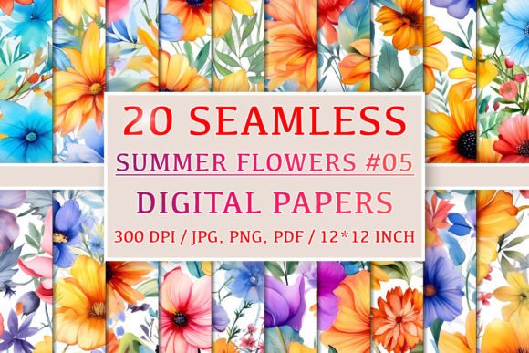 Download 20 Seamless Summer Flower Patterns #5 - Pattern Collection