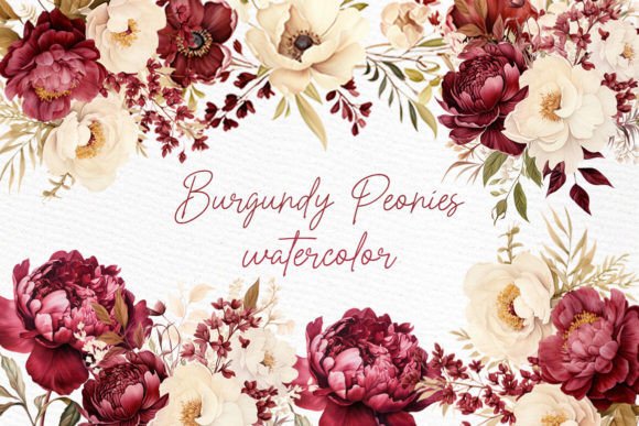 Download Burgundy Flowers Clipart Watercolor Png - Burgundy Collection