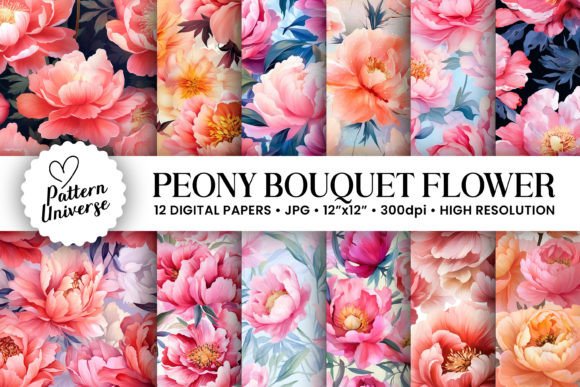 Download Summer Peony Bouquet Flower Patterns - Pattern Collection