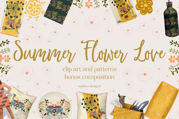 Download Summer Flower Love Patterns and Clipart - Pattern Collection