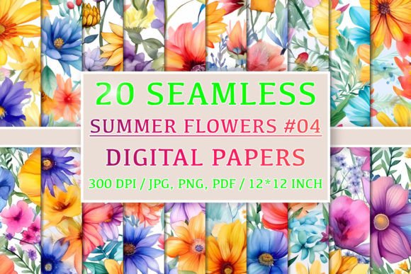 Download 20 Seamless Summer Flower Patterns #4 - Pattern Collection