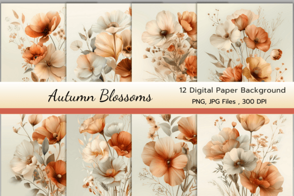 Download Autumn Blossoms Digital Paper Pack - Pack Collection