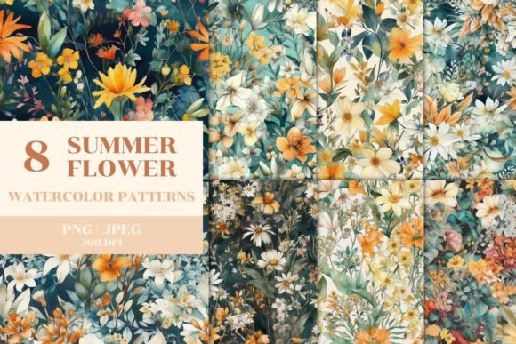 Download 8 Summer Flower Patterns Illustration - Pattern Collection