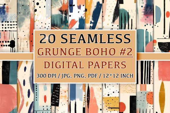Download 20 Seamless Grunge Boho Patterns #2 - Pattern Collection