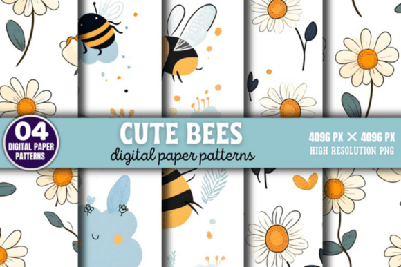 Download Cute Bees Digital Papers Patterns - Pattern Collection