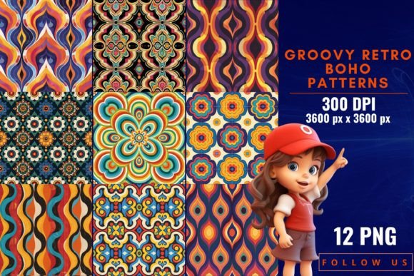 Download Groovy Retro Boho Patterns - Pattern Collection