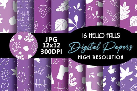 Download Purple Hello Fall Digital Papers Pattern - Pattern Collection