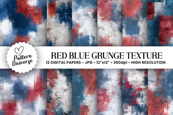 Download Red Blue Grunge Texture Pattern - Pattern Collection