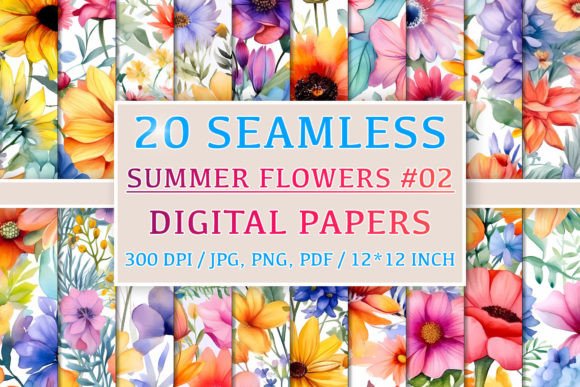 Download 20 Seamless Summer Flower Patterns #2 - Pattern Collection