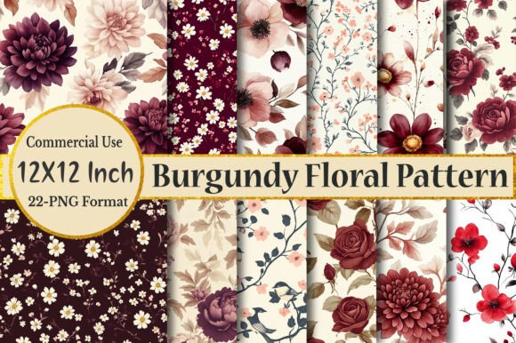 Download Burgundy Floral Seamless Pattern - Pattern Collection