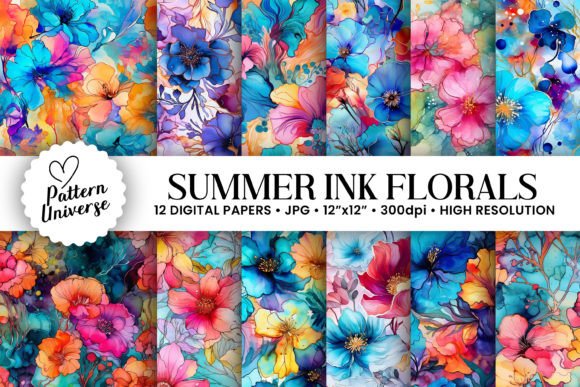 Download Summer Alcohol Ink Flower Patterns - Pattern Collection