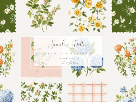 Download Seamless Floral Grid Pattern PNG - Pattern Collection