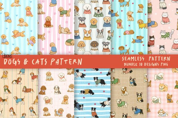 Download Cute Dog Cat Lover Pattern Bundle - Pattern Collection
