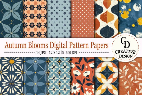 Download Autumn Blooms Digital Pattern Papers - Pattern Collection
